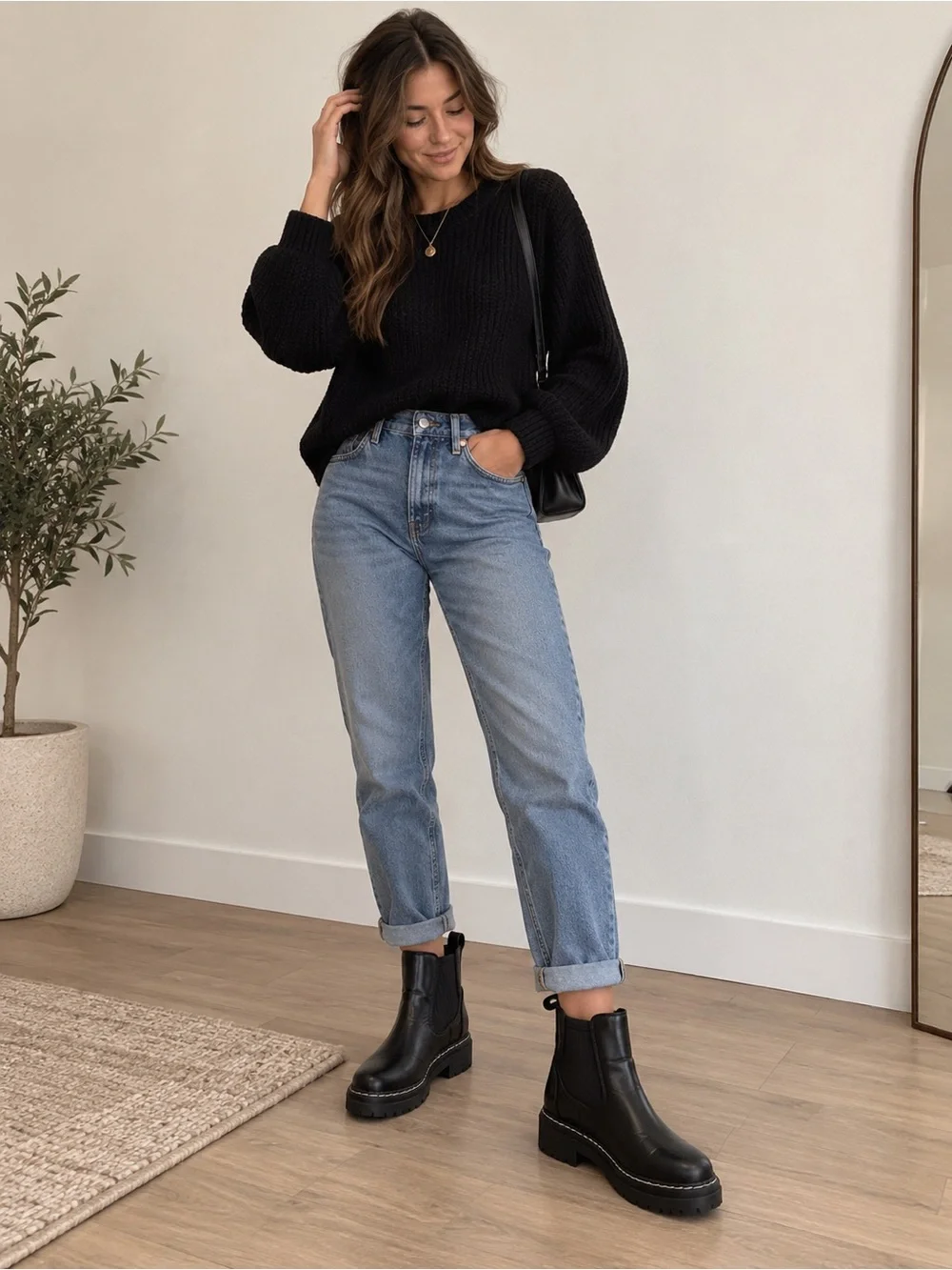 Sam & Libby Black Chelsea Boots Women’s 7.5 Chunky Lug Sole Ankle Boots
